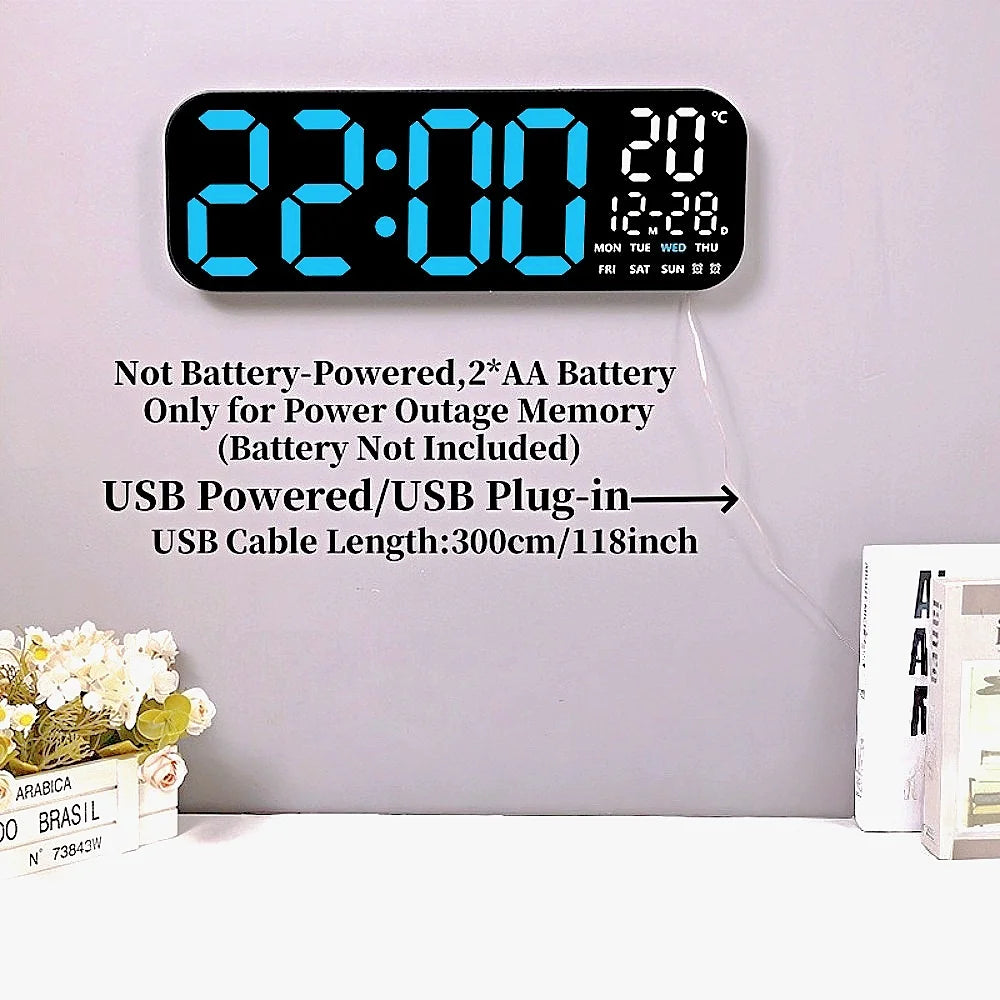 18 Inch Large Digital Wall Clock TEMP Date Week 2 Alarm Timing Countdown Table Clock 10 Level Brightness 12/24H LED Clock
