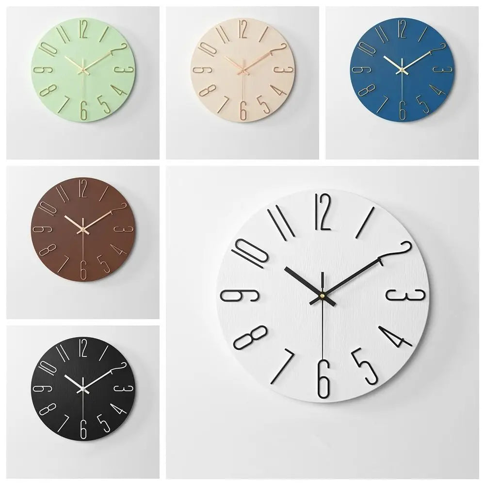 12inch Wall Hanging Clock Round Shape 3D Number Decorative Wall Clock Easy Installation Silent Scale Clock Home Decoration