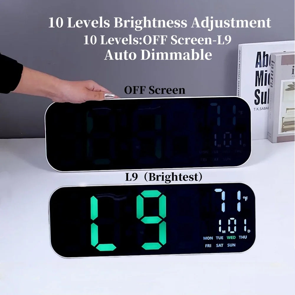 18 Inch Large Digital Wall Clock TEMP Date Week 2 Alarm Timing Countdown Table Clock 10 Level Brightness 12/24H LED Clock