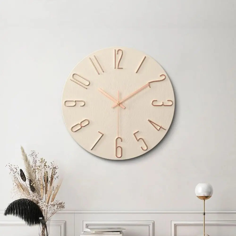 12inch Wall Hanging Clock Round Shape 3D Number Decorative Wall Clock Easy Installation Silent Scale Clock Home Decoration