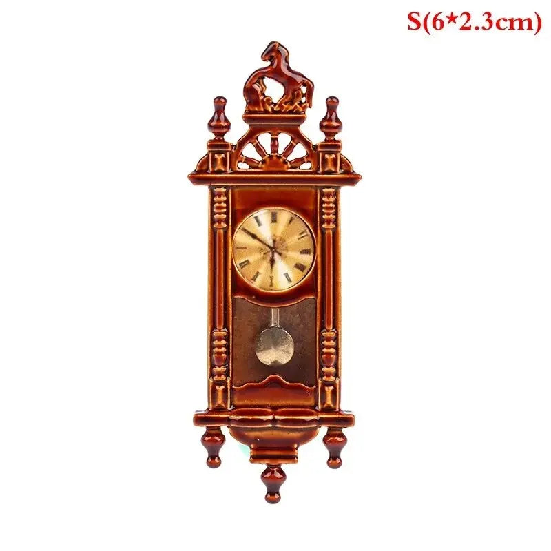 1:12 Dollhouse Miniature Wall Clock Play Doll House Miniaturas Home Decor Accessories Toy Pretend Furniture