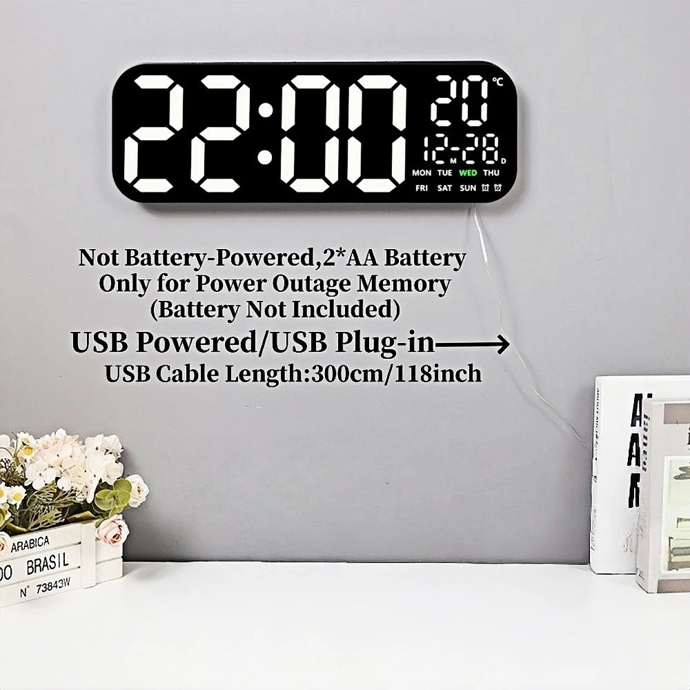 18 Inch Large Digital Wall Clock TEMP Date Week 2 Alarm Timing Countdown Table Clock 10 Level Brightness 12/24H LED Clock
