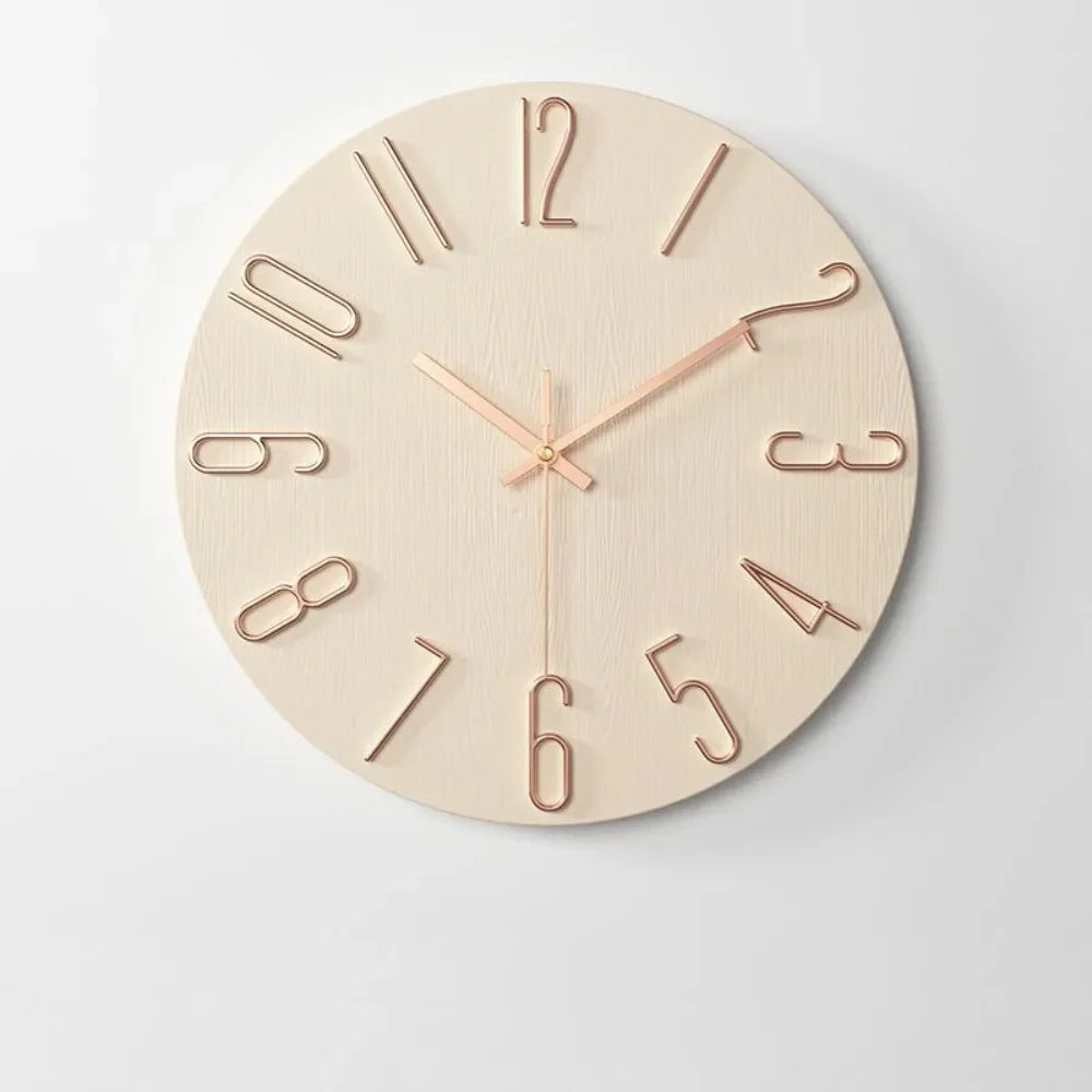 12inch Wall Hanging Clock Round Shape 3D Number Decorative Wall Clock Easy Installation Silent Scale Clock Home Decoration