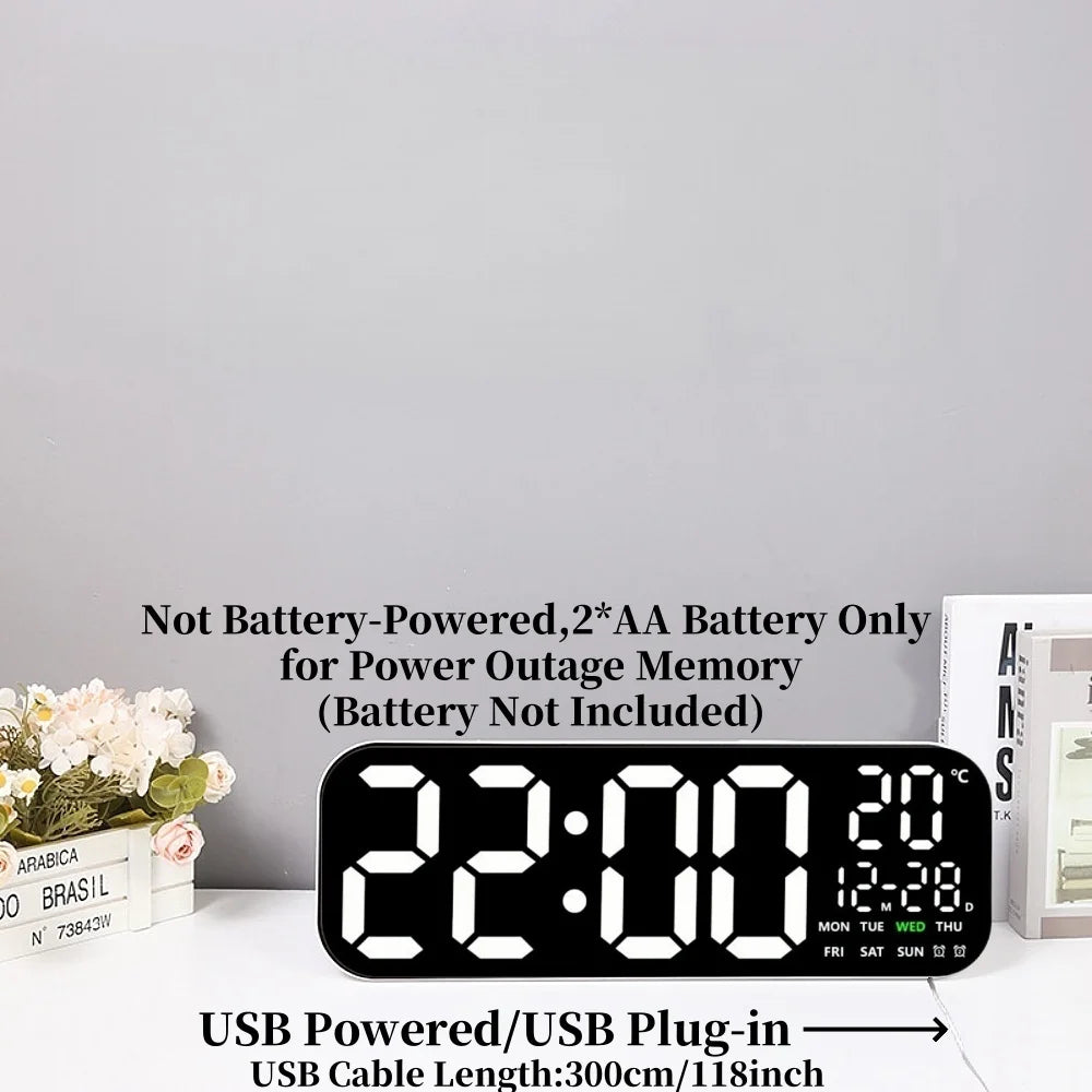 18 Inch Large Digital Wall Clock TEMP Date Week 2 Alarm Timing Countdown Table Clock 10 Level Brightness 12/24H LED Clock