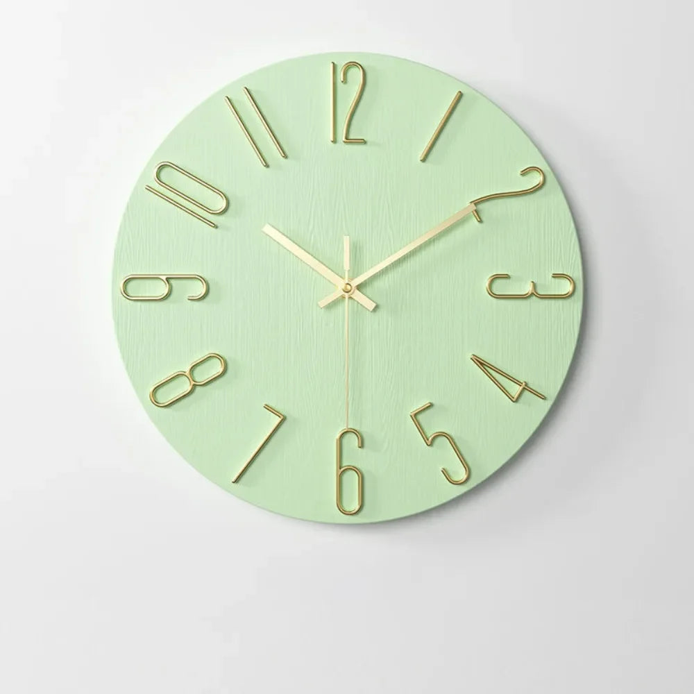 12inch Wall Hanging Clock Round Shape 3D Number Decorative Wall Clock Easy Installation Silent Scale Clock Home Decoration