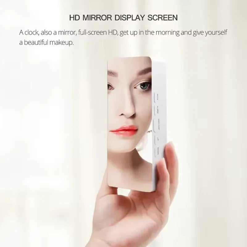 1Pc White Digital Clock LED Mirror Table Clock Snooze Display Time Night Light Desktop USB Alarm Clock Home Decor Desk Clock