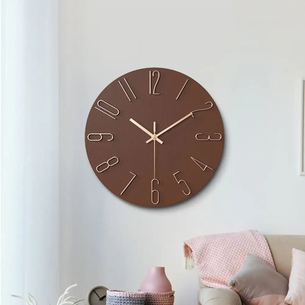 12inch Wall Hanging Clock Round Shape 3D Number Decorative Wall Clock Easy Installation Silent Scale Clock Home Decoration
