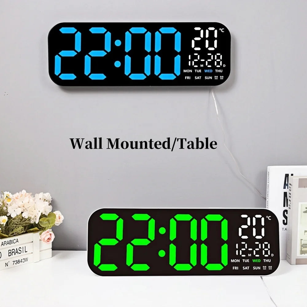 18 Inch Large Digital Wall Clock TEMP Date Week 2 Alarm Timing Countdown Table Clock 10 Level Brightness 12/24H LED Clock