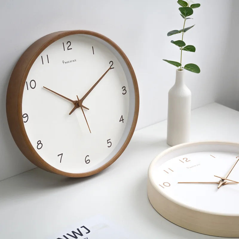 12inch Modern Solid Wood Wall Clock Silent Creative Home Decor Affordable Luxury Living Room Personality Clock for Wall Decor